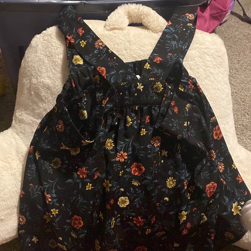 Black blouse with flowers